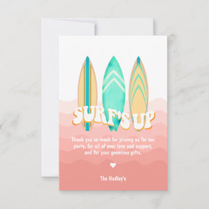 Carte de remerciement d'anniversaire Pink Surfs Up