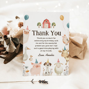 Carte de remerciement d'anniversaire pour animaux 