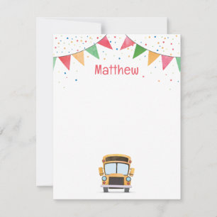 Carte de remerciement d'anniversaire pour autobus 