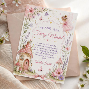 Carte de remerciement d'anniversaire pour filles f