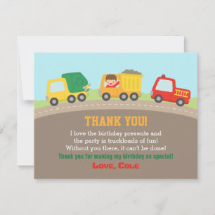 Carte de remerciement d'anniversaire pour garçons 