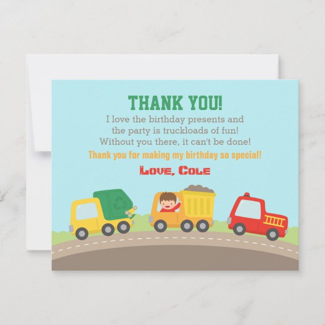 Carte de remerciement d'anniversaire pour garçons  (Devant)