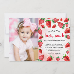 Carte de remerciement d'anniversaire Strawberry Gi
