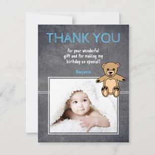 Carte de remerciement d'anniversaire Teddy pour en