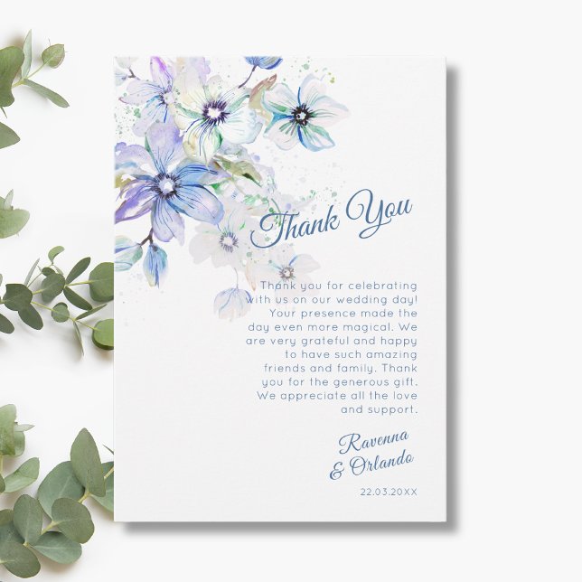 Carte de remerciement d'art botanique floral paste (Créateur téléchargé)