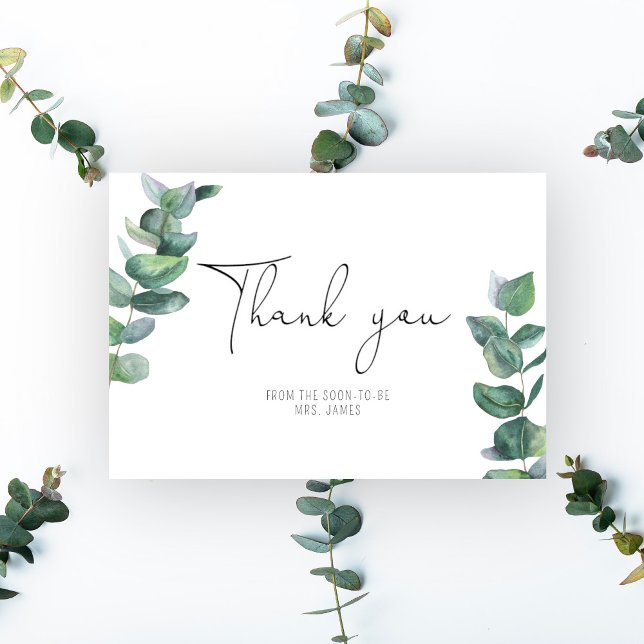 Carte de remerciement de Baby Shower au eucalyptus (Créateur téléchargé)