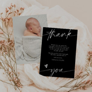 Carte de remerciement de Baby Shower noir et blanc