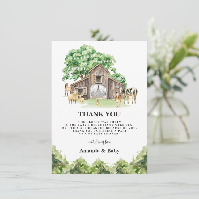 Carte de remerciement de Baby Shower Rustique pour (Debout devant)