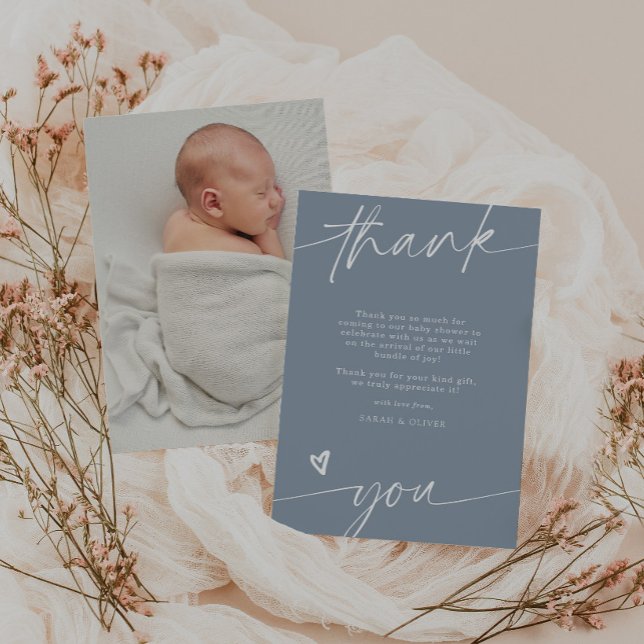 Carte de remerciement de baby shower Script Dusty  (Créateur téléchargé)