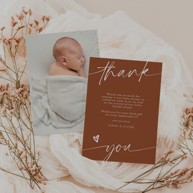 Carte de remerciement de baby shower Script Terrac (Créateur téléchargé)