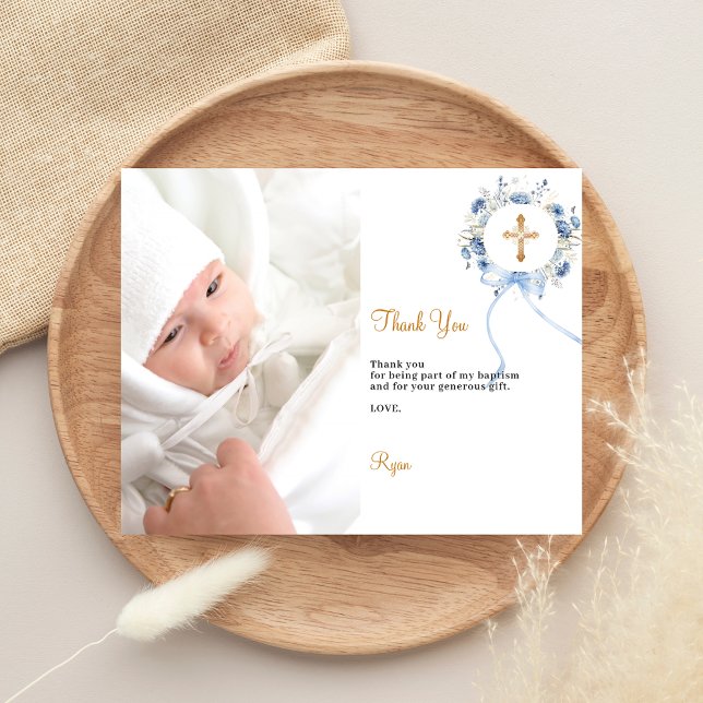 Carte de remerciement de baptême avec une couronne (Créateur téléchargé)