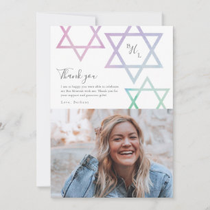 Carte de remerciement de Bat Mitzvah photo ombré a
