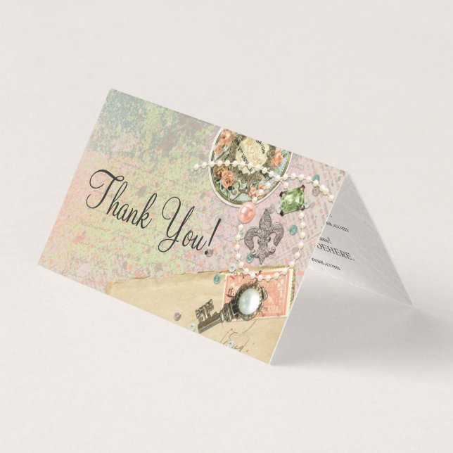 Carte de remerciement de bijoux français shabby vi (Front)