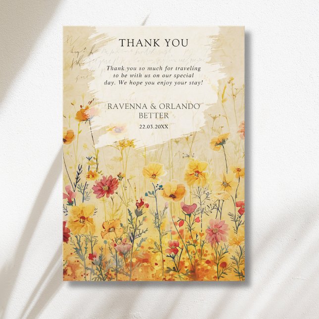 Carte de remerciement de champ de fleurs sauvages  (Créateur téléchargé)