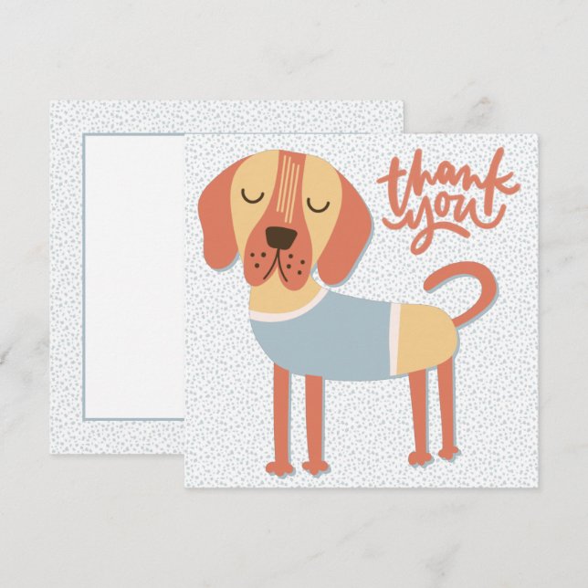 Carte de remerciement de chien mignon (Devant / Derrière)