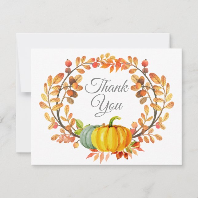 Carte de remerciement de citrouille d'automne à l' (Devant)