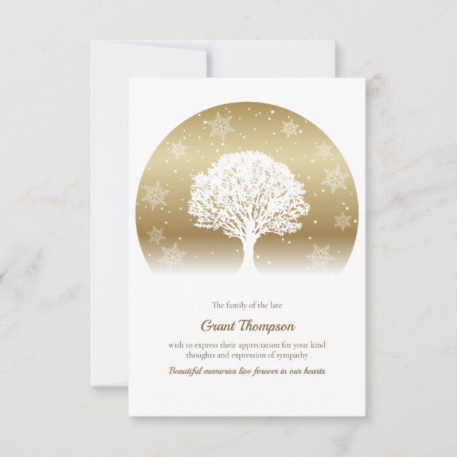 Carte de remerciement de condoléances Arbre de vie (Devant)