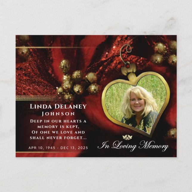 Carte de remerciement de condoléances photo coeur  (Devant)