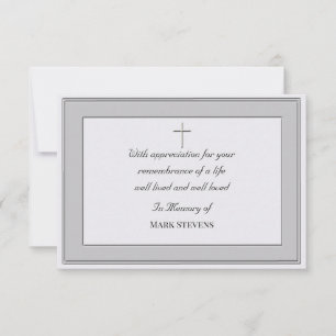 Carte de remerciement de condoléances simple