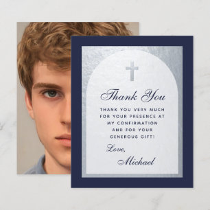 Carte de remerciement de confirmation bleu marine