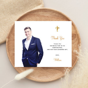 Carte de remerciement de confirmation photo croix 
