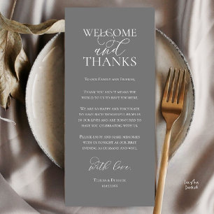 Carte de remerciement de dîner de mariage Bienvenu