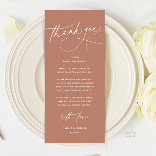 Carte de remerciement de dîner de mariage romantiq