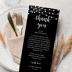 Carte de remerciement de dîner de mariage rustique