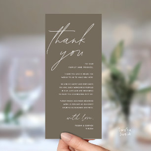 Carte de remerciement de dîner de réception de mar