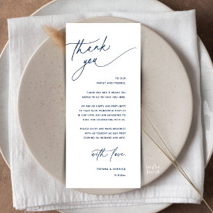 Carte de remerciement de dîner de réception de mar