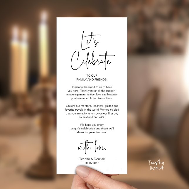 Carte de remerciement de dîner de réception de mar (Modern Classy Wedding Reception Dinner Thank You Card in Black and White)