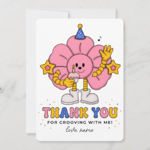 Carte de remerciement de fête Fleur Power, Anniver