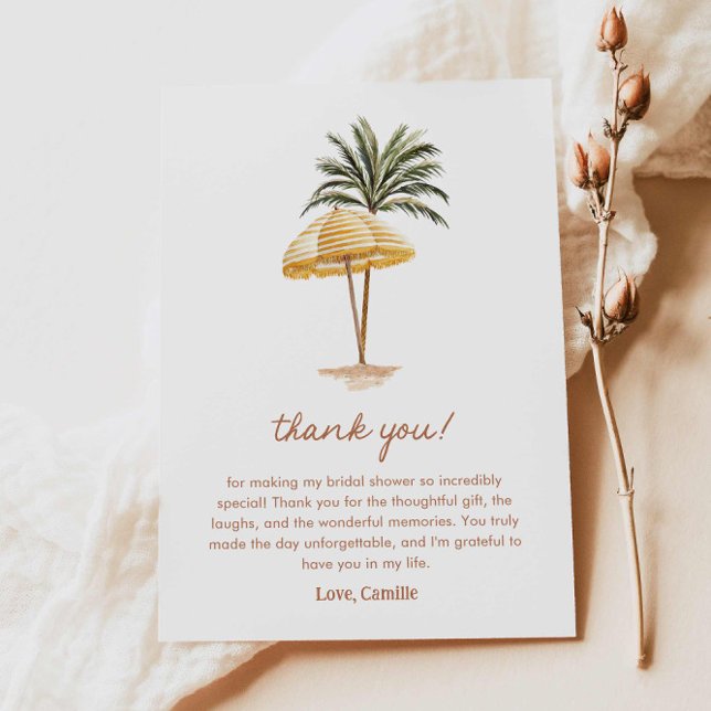 Carte de remerciement de fiançailles de plage d'ét (Summer Beach Bridal Shower Thank you card)