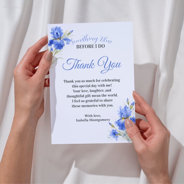 Carte de remerciement de fiançailles Something Blu (Something Blue Bridal Shower Thank You Card)