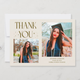 Carte de remerciement de fin d'études Crème 2-Phot