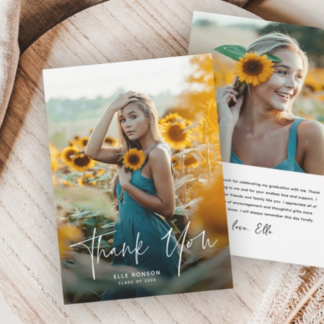 Carte de remerciement de fin d'études photo Script (Créateur téléchargé)