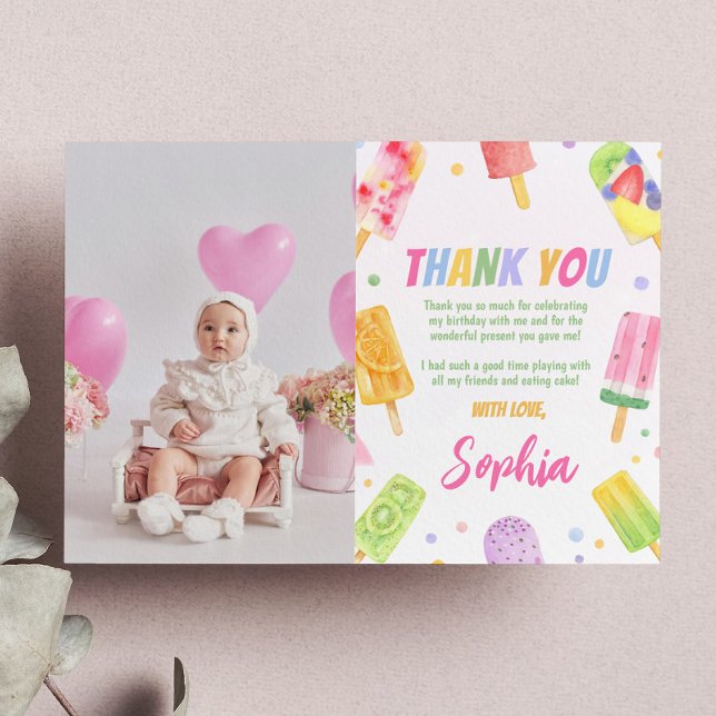 Carte de remerciement de glace Popsicle Fête d'été (Créateur téléchargé)