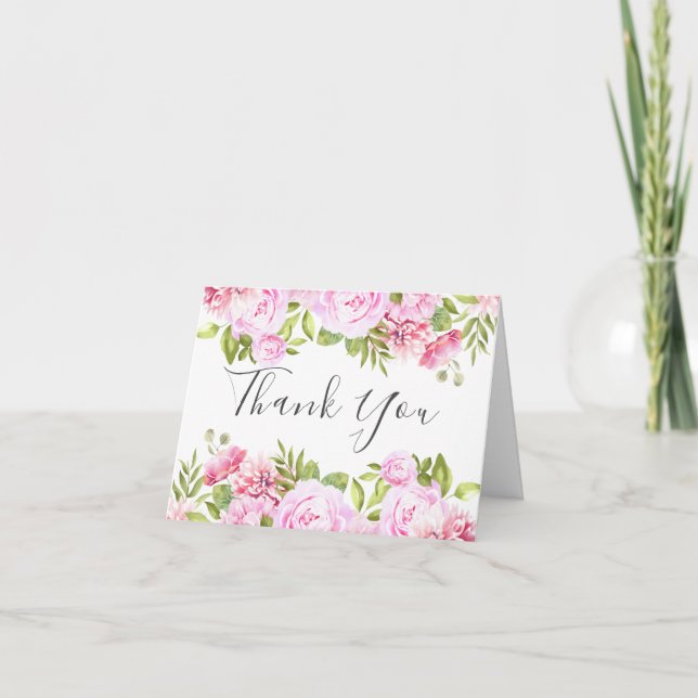 Carte de remerciement de jardin de roses script (Devant)