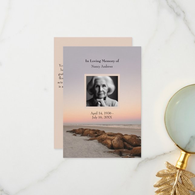 Carte de remerciement de la famille pour les funér (Devant/Arrière en situation)