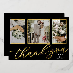 Carte de remerciement de mariage à 3 photos avec é