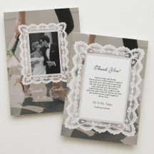 Carte de remerciement de mariage à la dentelle ave