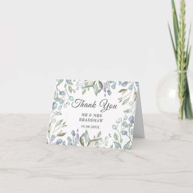 Carte de remerciement de mariage à l'aquarelle flo (Devant)