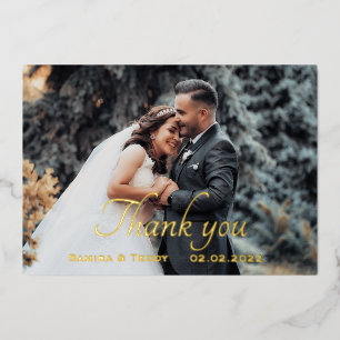 Carte de remerciement de mariage à l'écriture feui