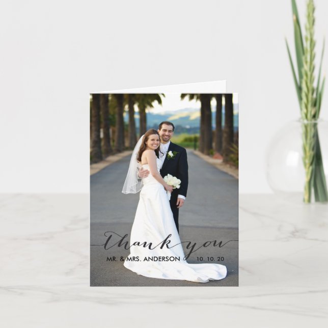 Carte de remerciement de mariage à l'écriture manu (Devant)