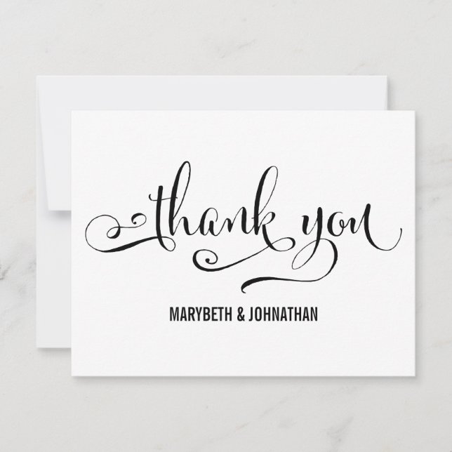 Carte de remerciement de mariage à l'écriture Mode (Devant)