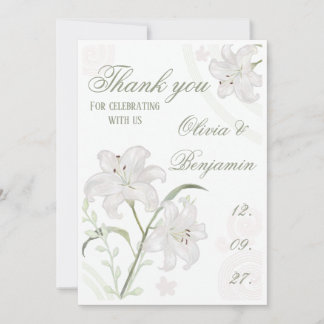 Carte de remerciement de mariage au lys blanc dess