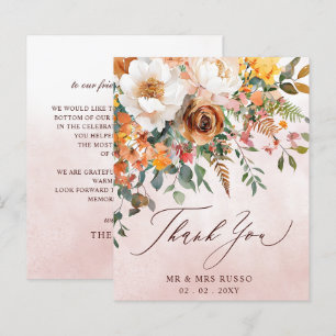 Carte de remerciement de mariage automnal floral o