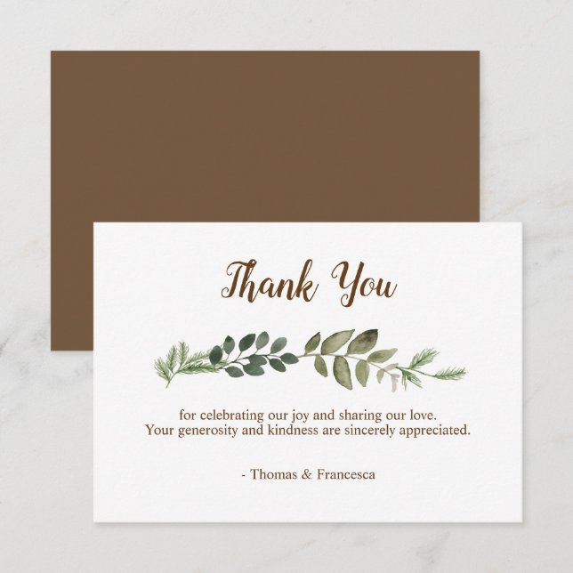 Carte de remerciement de mariage aux feuilles rust (Devant / Derrière)