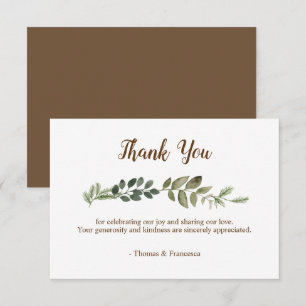 Carte de remerciement de mariage aux feuilles rust