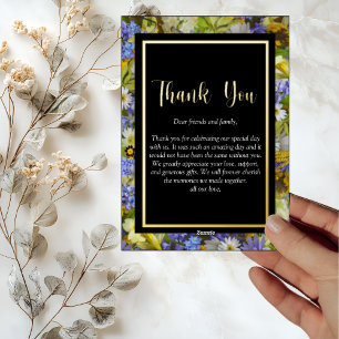 Carte de remerciement de mariage aux fleurs sauvag